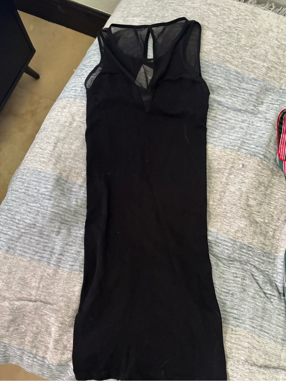 BEBE Black Mesh Panel Bodycon Dress